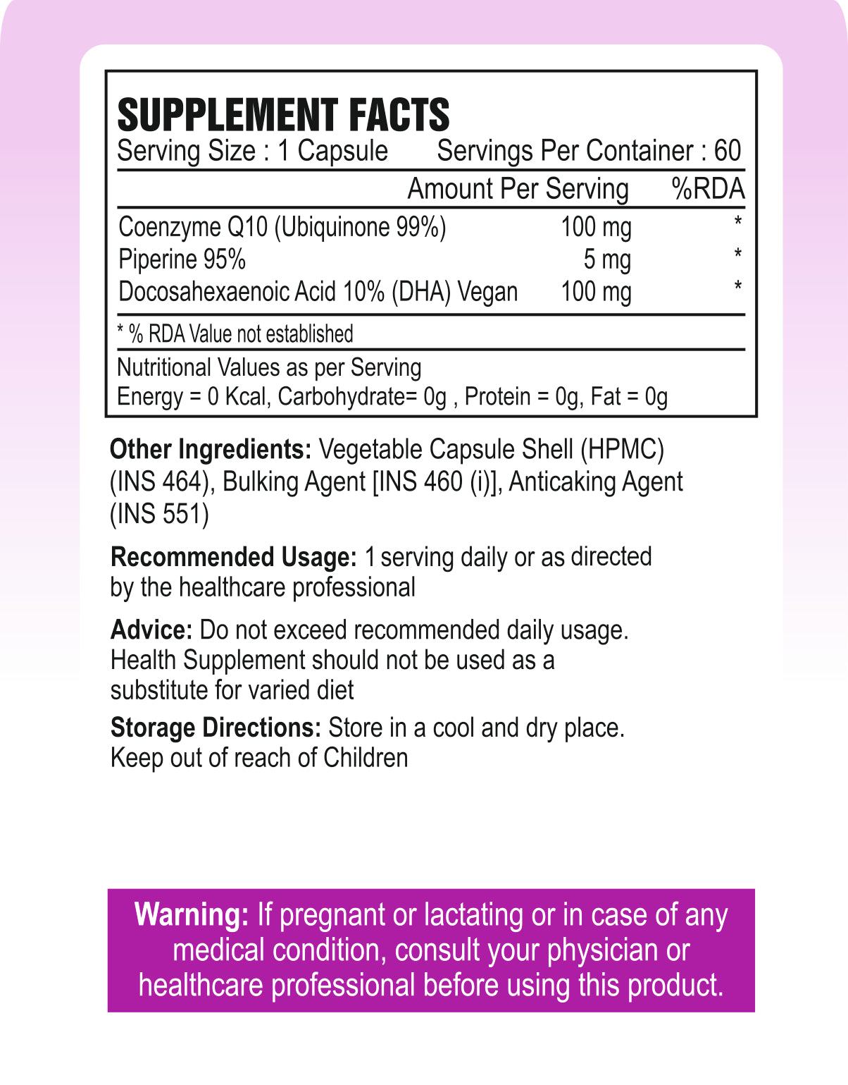 Coenzyme Q10, COQ10 100mg