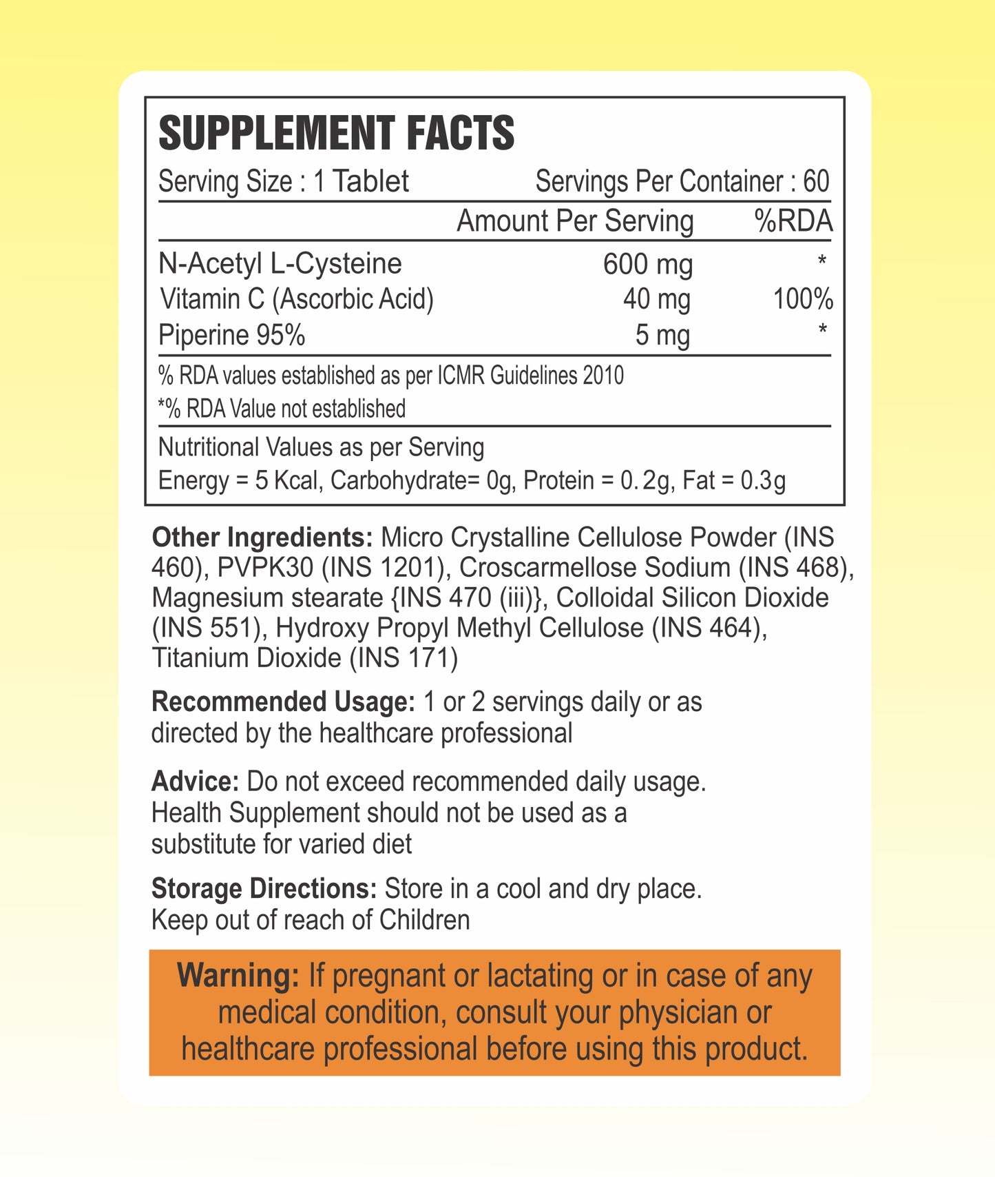N-Acetyl L-Cysteine 600mg