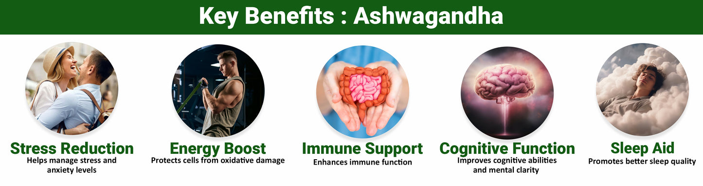 Ashwagandha Tablets, 1000 mg, General Wellness, Natural Immunity Booster