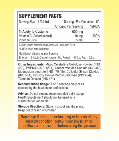 N-Acetyl L-Cysteine 600mg - Tablets