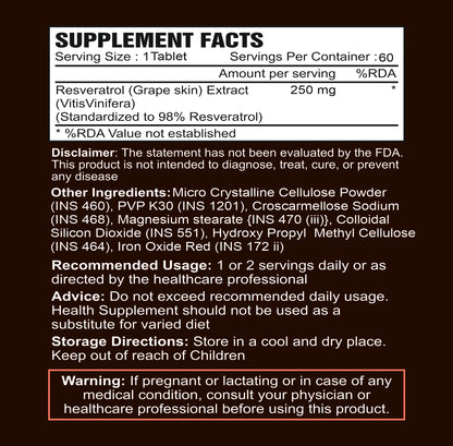 Resveratrol 98% Grape Skin Extract-Tablets