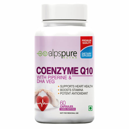 Coenzyme Q10, COQ10 100mg, High Absorption with Piperine & DHA - Capsules
