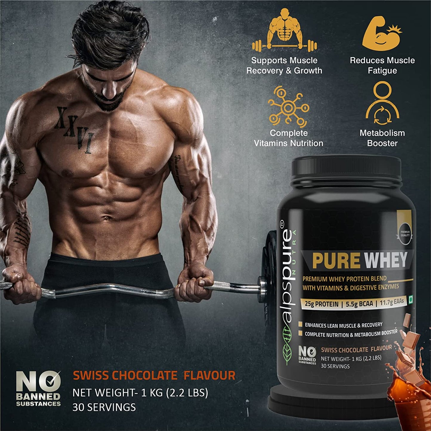 SPECIAL OFFER : Pure Whey 1 KG + Free ZMA Plus 60 Tablets