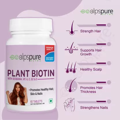Plant Biotin Plus with Sesbania, Vitamin-A, C, D2, & E - Alpspure Nutra