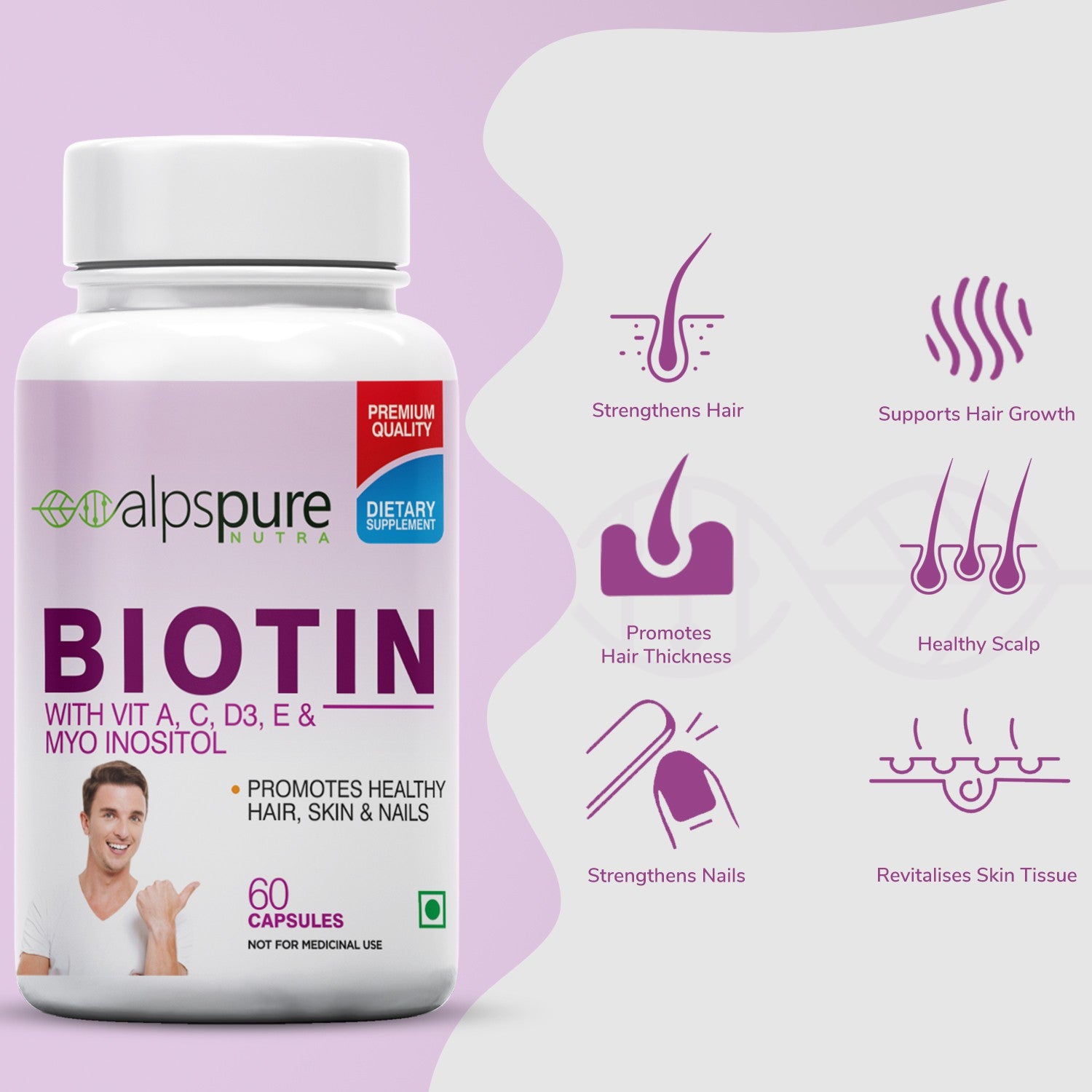 GNC Biotin 10,000mcg - Reduces Hair Fall & Promotes New Hair Growth - 90  Tablets - GNC India