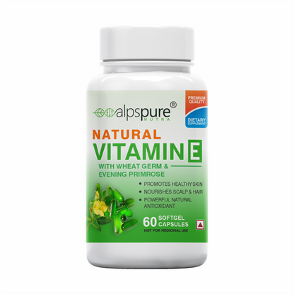 Natural Vitamin E Softgel Capsules, Natural Source for Skin, Hair & Body Care