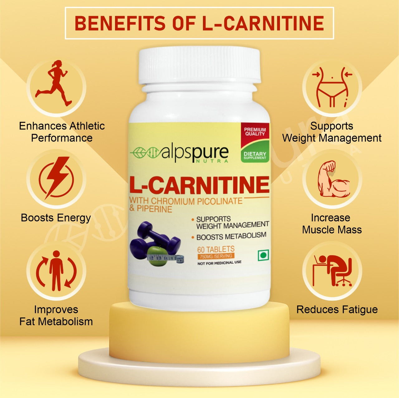 L-CARNITINE With Chromium Picolinate & Piperine - Alpspure Nutra