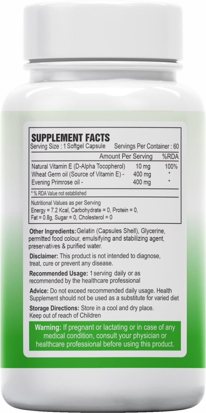Natural Vitamin E Softgel Capsules, Natural Source for Skin, Hair & Body Care